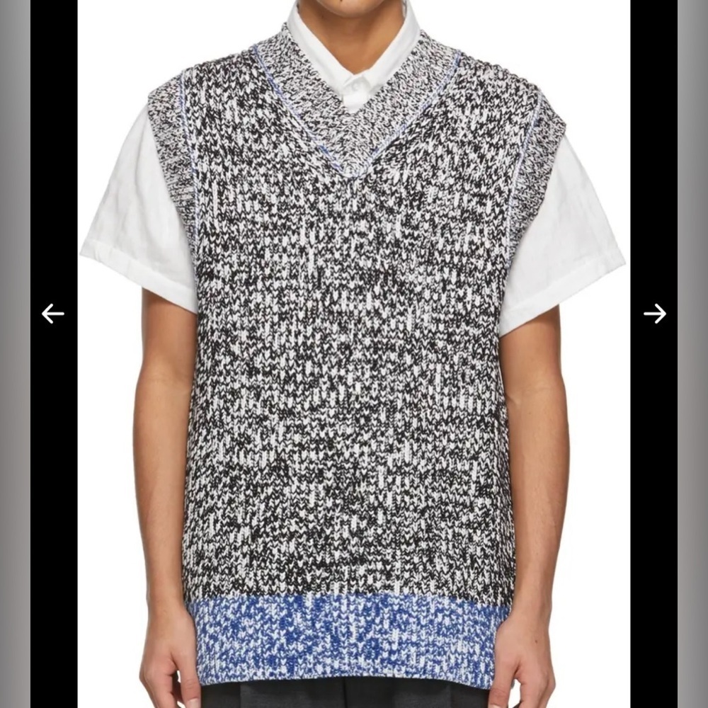 Acne Studios White & Black Chunky Sweater Vest - White/Black, Size Xs
